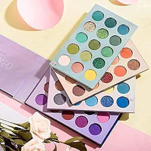 GLOW FIRST Beauty Color Board Eyeshadow 60 Color Makeup Palette Highlighters Eye Make Up High Pigmented Professional Eye Shadow Mattes and Shimmers Long Lasting Blendable Waterproof (Multicolor)