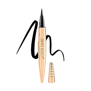 Swiss Beauty Ultra Black Liquid Pen Eyeliner Shimmery Finish Waterproof And Smudge Proof Eye Makeup, 0.8Ml