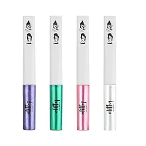 Elitty Metalhead Eyeliner Combo (Purple, Pink, Green, White) | Long Lasting |Waterproof | Smudge proof| Infused with Vit E| Intense Finish | Vegan & Cruelty Free -4 ml each