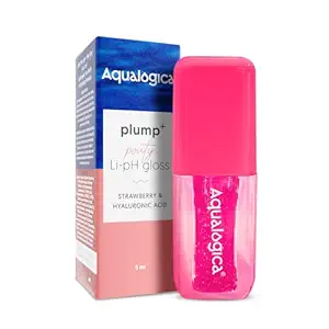Aqualogica Plump+ Pouty Li-pH Gloss - Watermelon Slice | Lip Gloss with Strawberry & Hyaluronic Acid | Lightweight, Non-Sticky and Hydrating Formula - 5ml